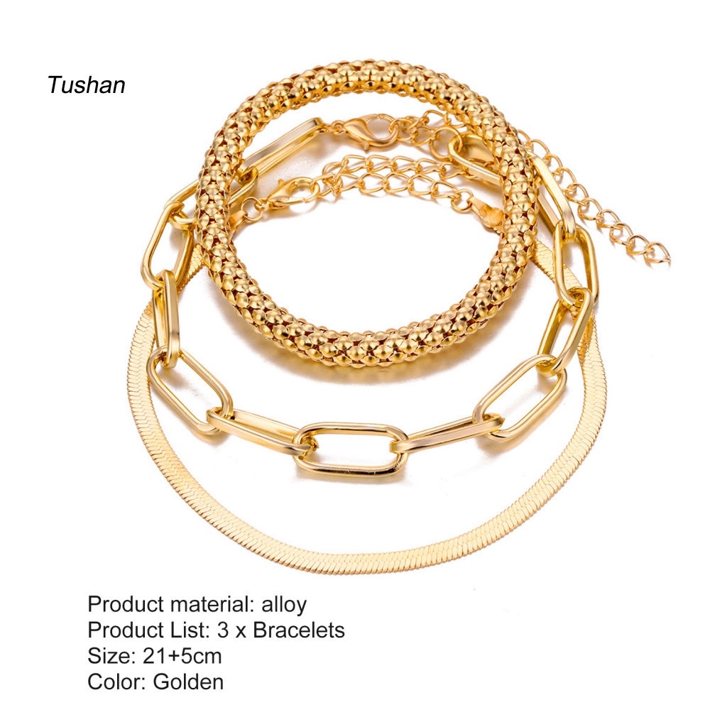 Set 3 Vòng Đeo Tay Nhiều Lớp Mạ Điện Thời Trang Dành Cho Nữ