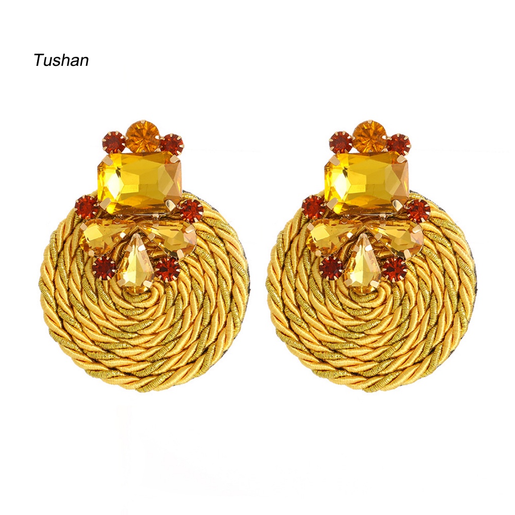 1 Đôi Bông Tai Handmade Đính Đá Thời Trang Dành Cho Nữ