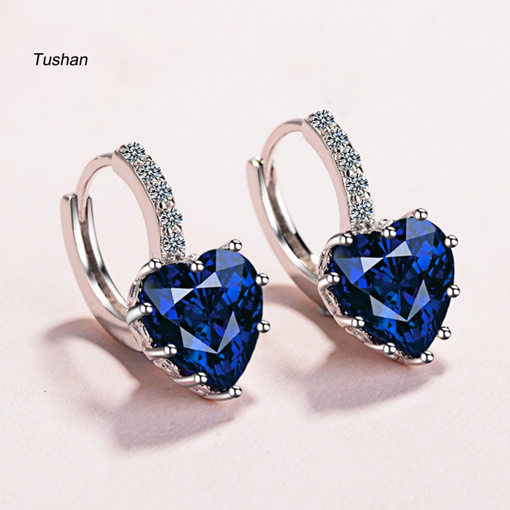 1 Đôi Bông Tai Hình Trái Tim Đính Đá Lấp Lánh Phong Cách Hàn Quốc Dành Cho Nữ