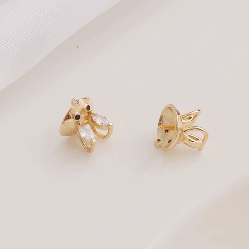 Giá Đỡ Hạt Ngọc Trai 10mm Mạ Vàng 14k Hình Tai Thỏ / Mèo Dễ Thương Dùng Làm Trang Sức diy