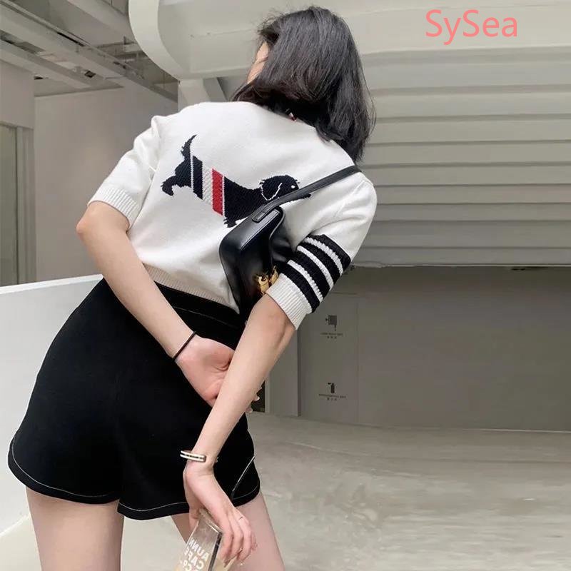 Áo Polo Dệt Kim Phong Cách Hàn Quốc Thời Trang Mùa Hè Xinh Xắn Cho Nữ