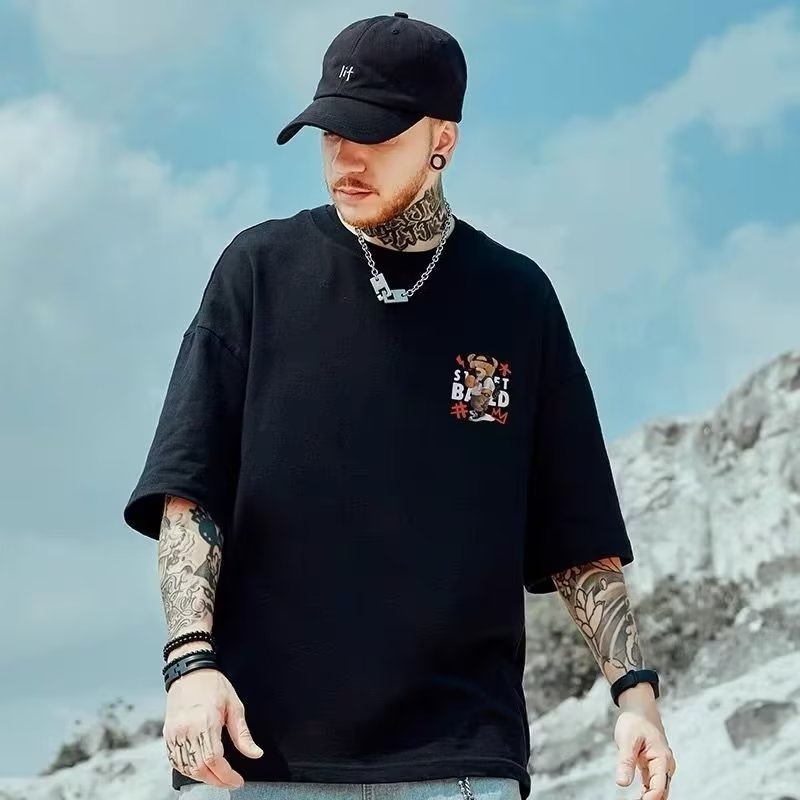 30kg-120kg có size lớn M-8xl Áo thun 100% cotton unisex nam nữ form rộng tay lỡ phông In Họa Tiết Chú Gấu Phong Cách Hip Hop Thời Trang Cho Nam Và Nữ