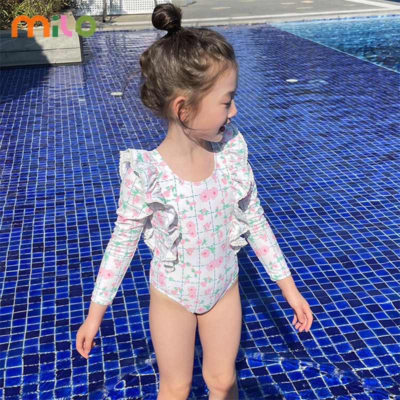 Milo Bộ Đồ Bơi Một Mảnh Tay Dài Phong Cách Công Chúa Dễ Thương Cho Bé Gái