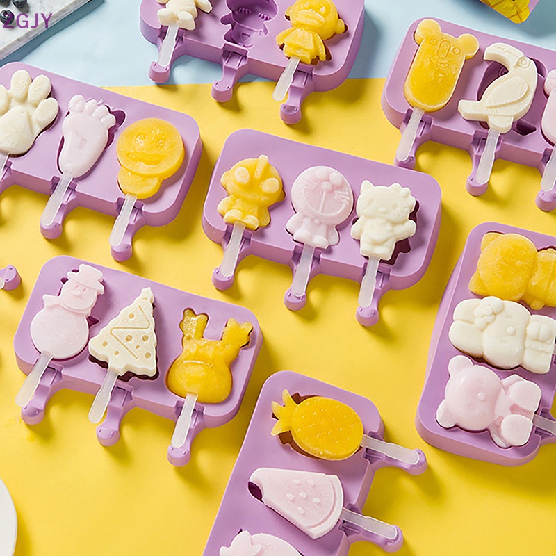 Khuôn Silicon Làm Kem Que Hình Động Vật Hoạt Hình Dễ Thương Mới