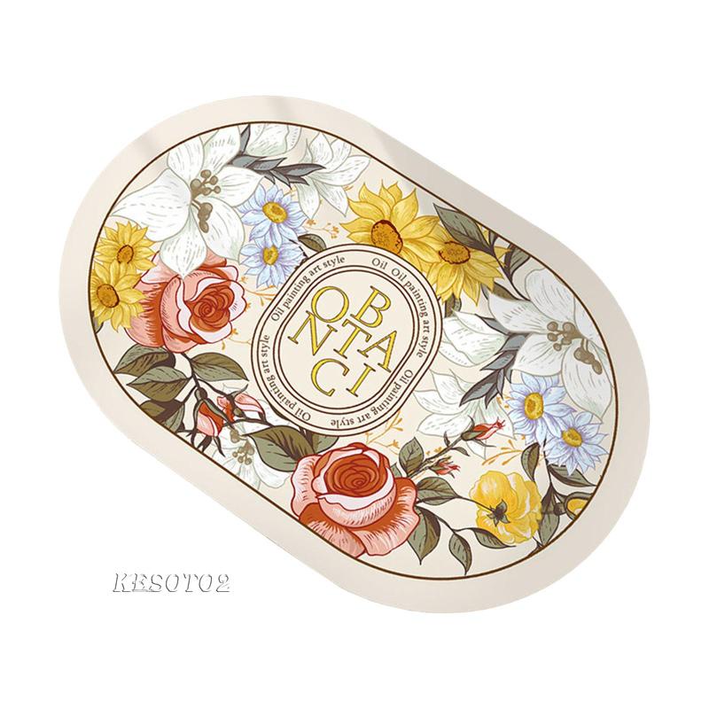 Bộ 2 Thảm Lót Sàn Nhà Tắm / Bồn Rửa Hình Oval Thấm Hút Nước Chống Trượt