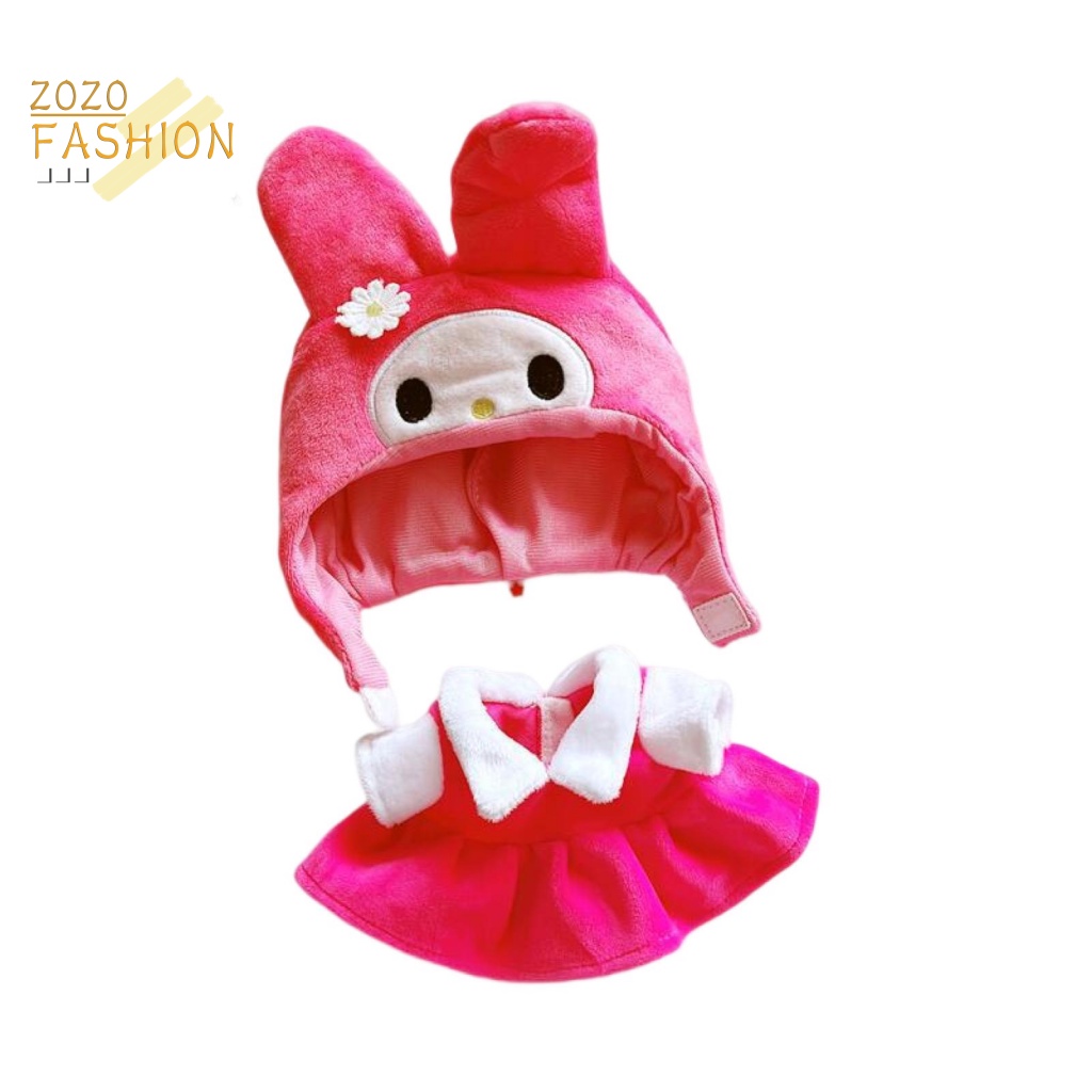 1 Bộ Đầm Cotton Đỏ Hồng 20cm + Mũ Công Chúa Dành Cho Búp Bê Melody