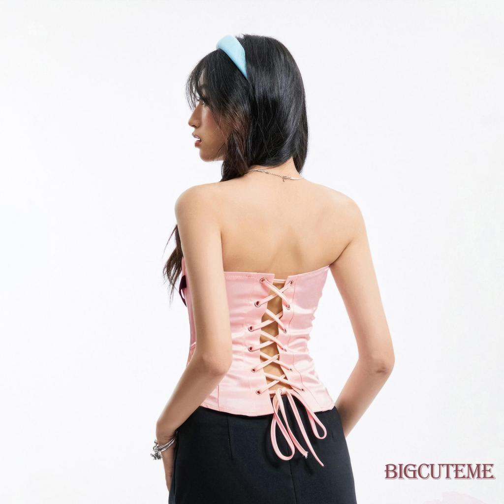 Áo Croptop Sát Nách Màu Hồng Thời Trang Mùa Hè Cho Nữ