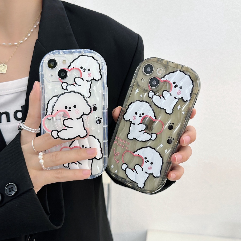 Ốp Điện Thoại TPU Silicone Mềm Trong Suốt Chống Sốc In Hình Chú Chó Dễ Thương Cho iPhone 13 12 11 Pro Max 14 Plus Đứng