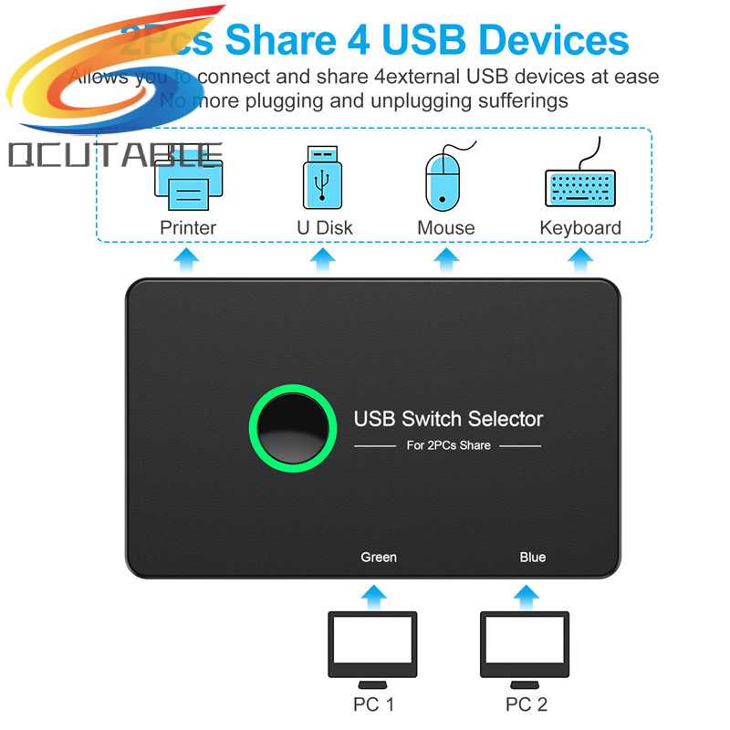 Công Tắc Một Nút KVM 2 Trong 1 Cho Máy in Cổng USB