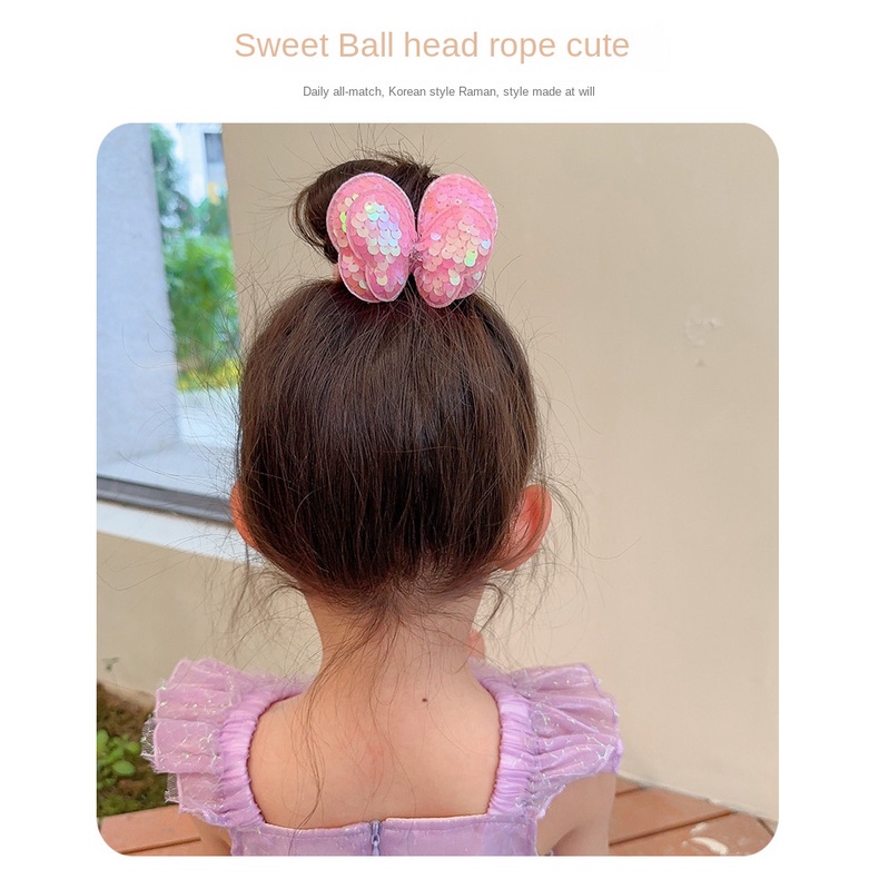 Dây Cột Tóc Cao Su Đính Sequin Hình Bướm Dễ Thương Không Đau Cho Bé Gái