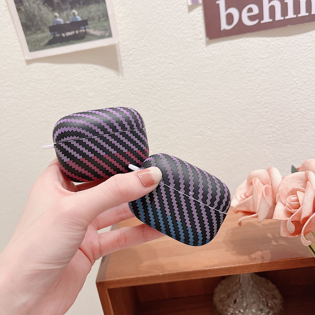 Vỏ Bảo Vệ Hộp Sạc Tai Nghe SONY LinkBuds S Bằng PC Cứng Họa Tiết Sợi Carbon Màu Tương Phản Thời Trang