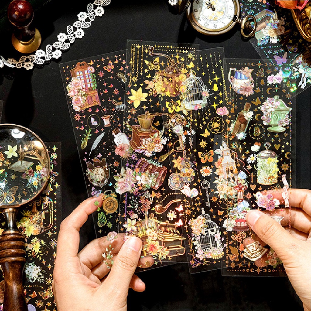 Set 3 Tấm Sticker Dán Trang Trí Sổ Tay DIY Hình Bướm Cổ Điển