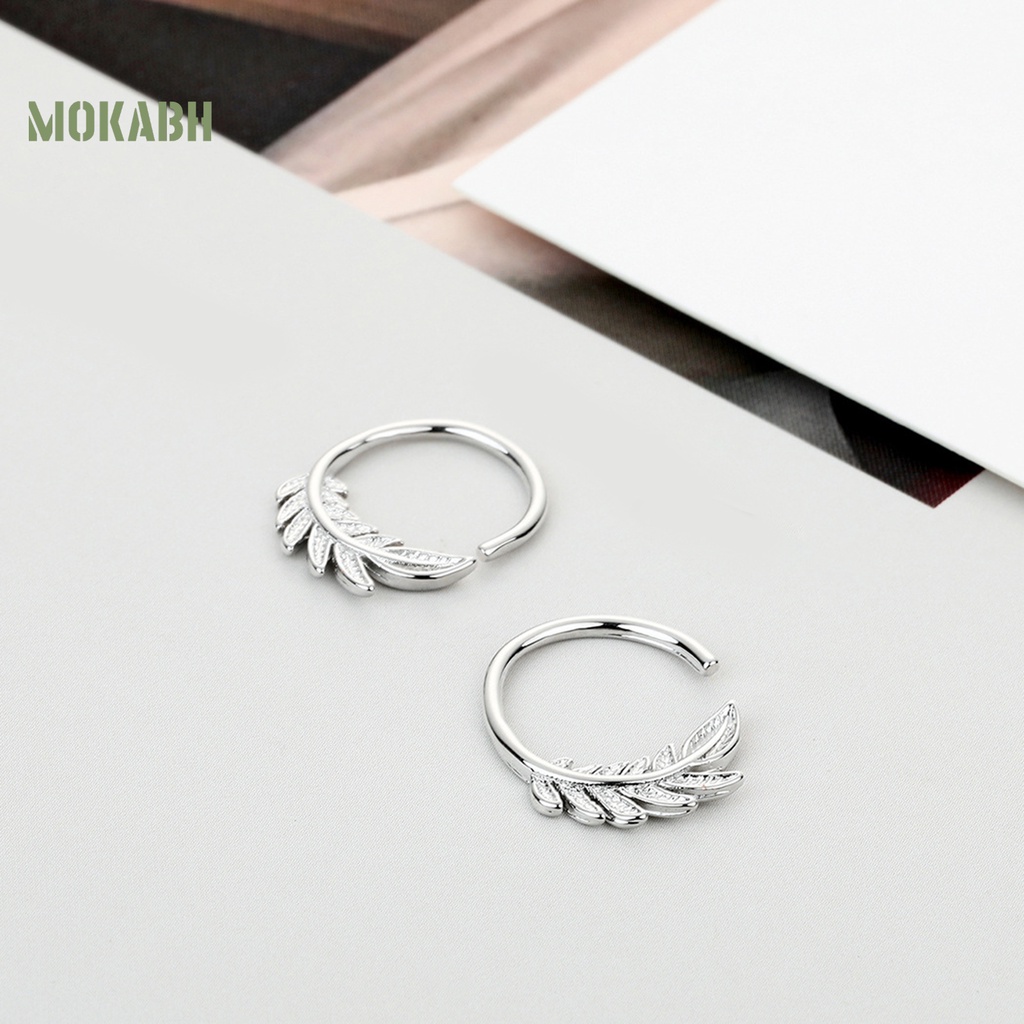 1 Đôi Bông Tai Dạng Vòng Hở Hình Lá Ô Liu Không Gây Dị Ứng Thời Trang Dành Cho Nữ