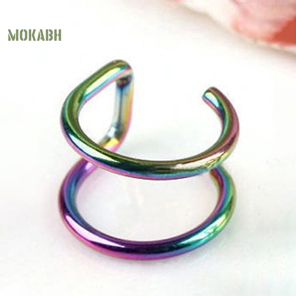 Khuyên Kẹp Vành Tai Không Xỏ 2 Hàng Giả Bằng Thép Không Gỉ