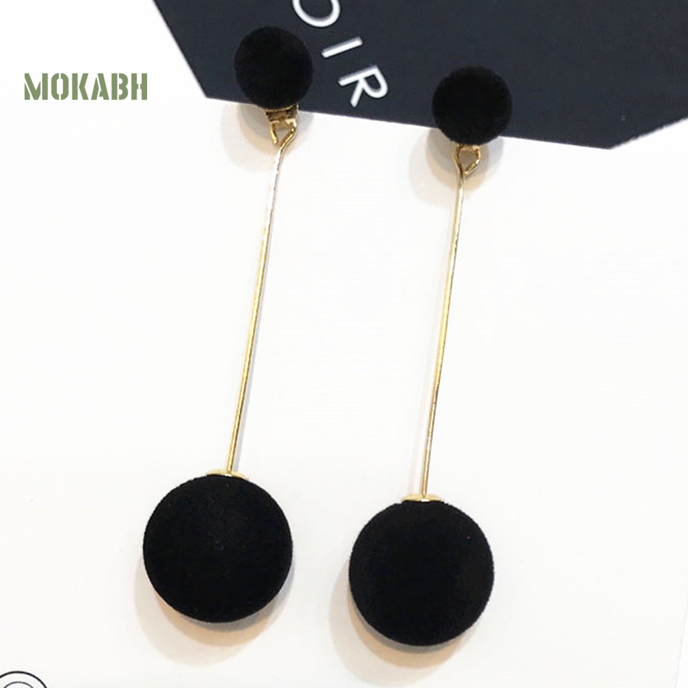 Bông Tai Hai Mặt Dáng Dài Đính Bóng Lông Giả Thời Trang Cho Nữ