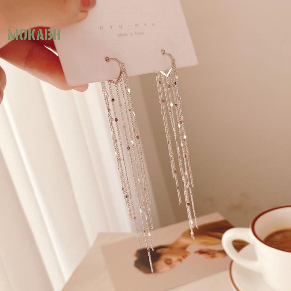 1 Đôi Bông Tai Dáng Dài Đính Kim Sa Hình Trái Tim Phong Cách Bohemian Thời Trang Cho Nữ