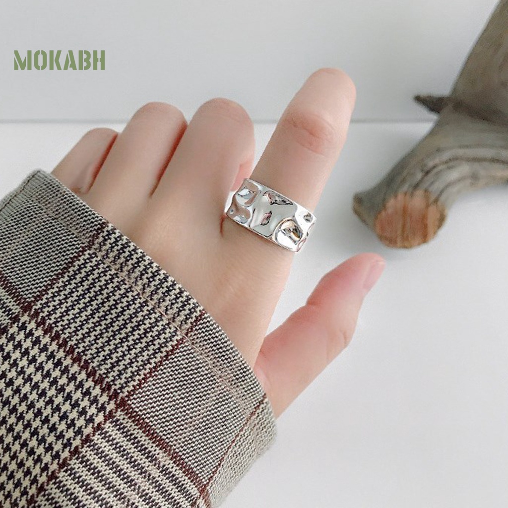Nhẫn Hở Gợn Sóng Màu Trơn Tùy Chỉnh Thời Trang Cho Nữ