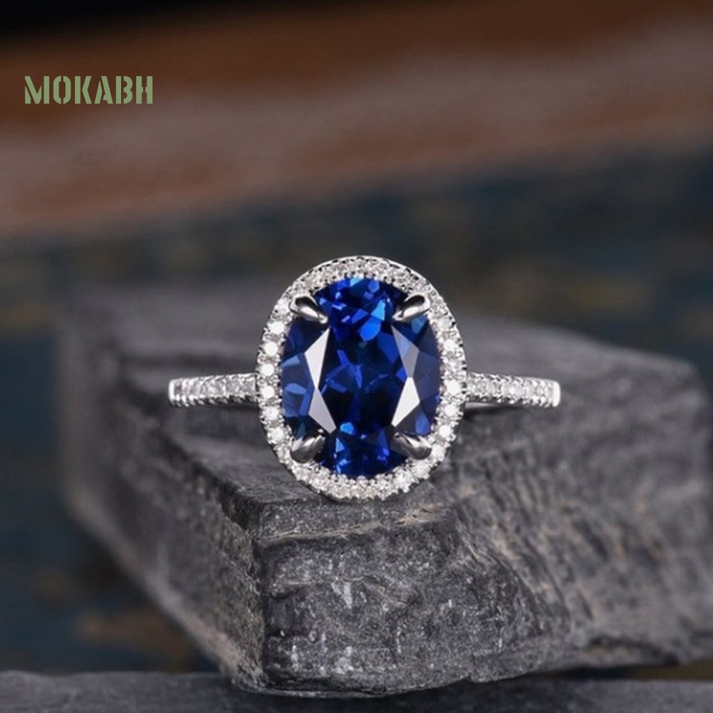 Nhẫn Đính Hôn Đính Đá Zircon Hình Oval Thời Trang Dành Cho Nữ