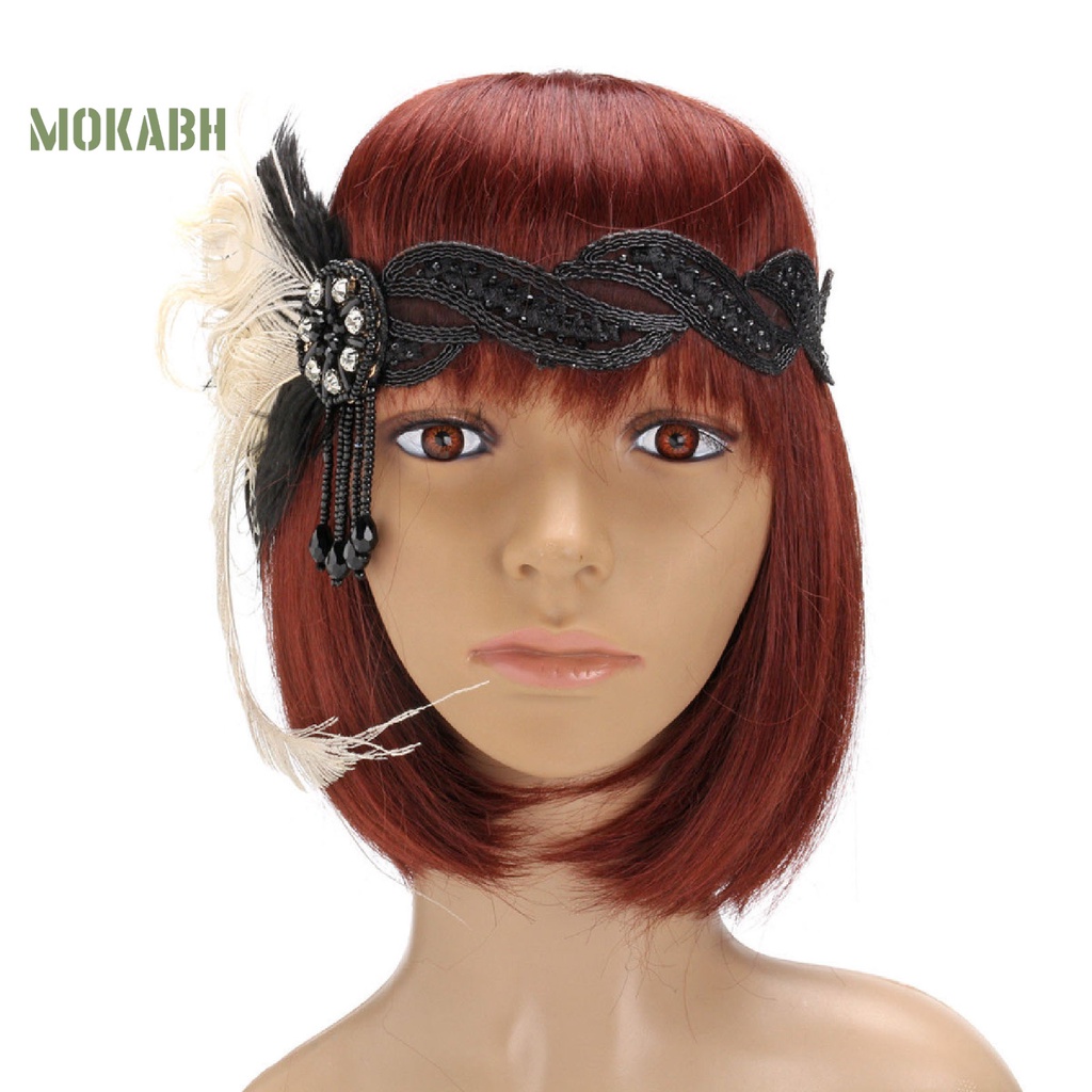 Băng Đô Cài Tóc Đính Đá Và Lông Vũ Cho Cô Dâu