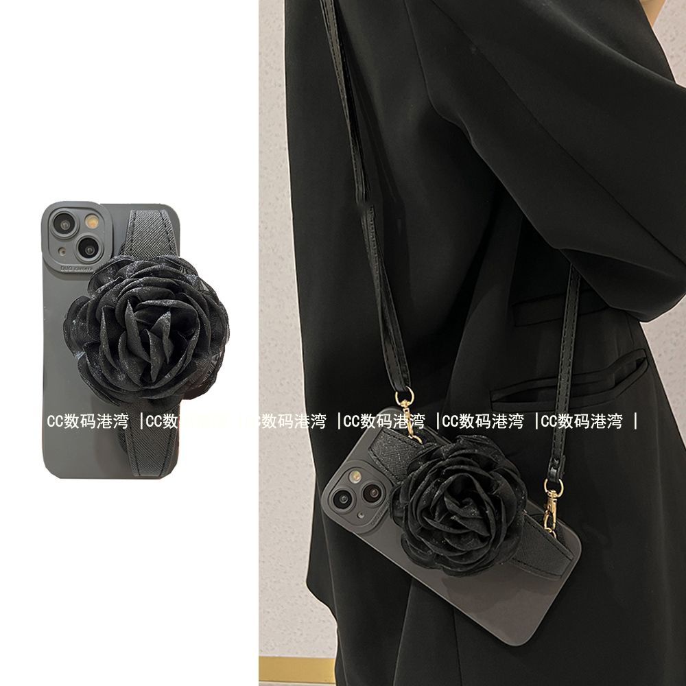 Ốp Điện Thoại Silicon Chống Sốc Họa Tiết Hoa Có Dây Đeo Cho IPhone 14 Pro Max 11 13 12 X Xs Xr Max Pro Max 7 8 Plus