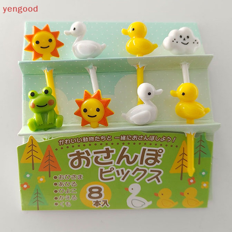 Bộ 8 Nĩa Ăn Trái Cây Họa Tiết Hoạt Hình Xinh Xắn Dành Cho Bé