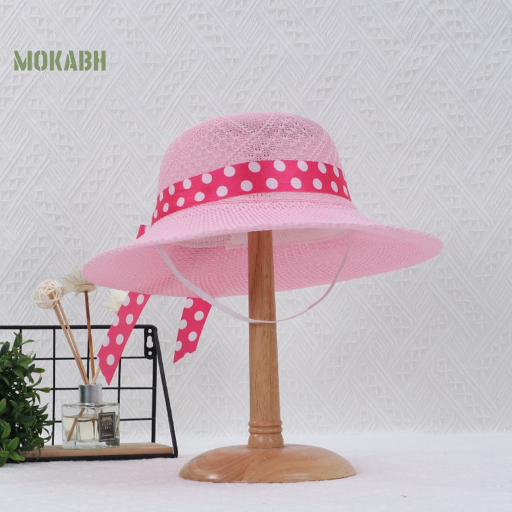 [Mok Abh] Mũ Dệt Rộng Vành Chống Nắng Đi Biển Mùa Hè Có Dây Ruy Băng Thời Trang Có Thể Gập Lại Cho Nữ