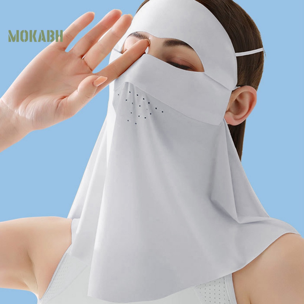 [Mok Abh] Khăn Choàng Cổ Che Mặt Chống Nắng Chống Bụi Chống Tia UV Bằng Lụa Lạnh Có Dây Buộc Tai Có Thể Điều Chỉnh Dành Cho Nữ Đi Xe Đạp