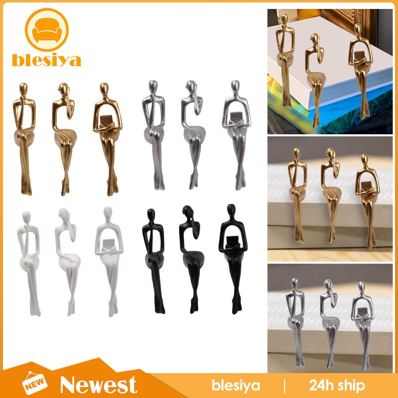 [Blesiya] Set 3 Bức Tượng Người Suy Nghĩ Ngồi Để Bàn Trang Trí