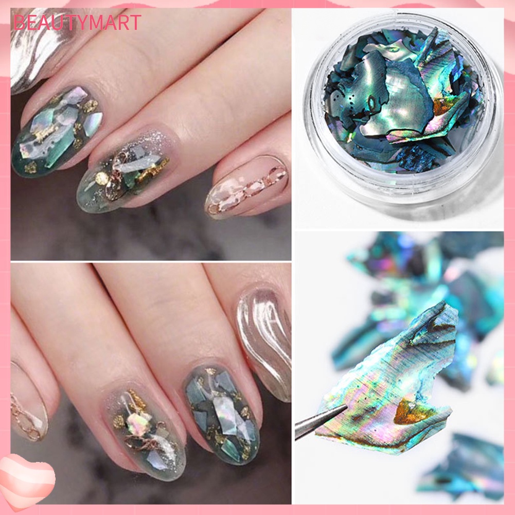 Set 12 Hộp Vỏ Sò Đính Kim Tuyến Trang Trí Móng Nghệ Thuật Chuyên Nghiệp