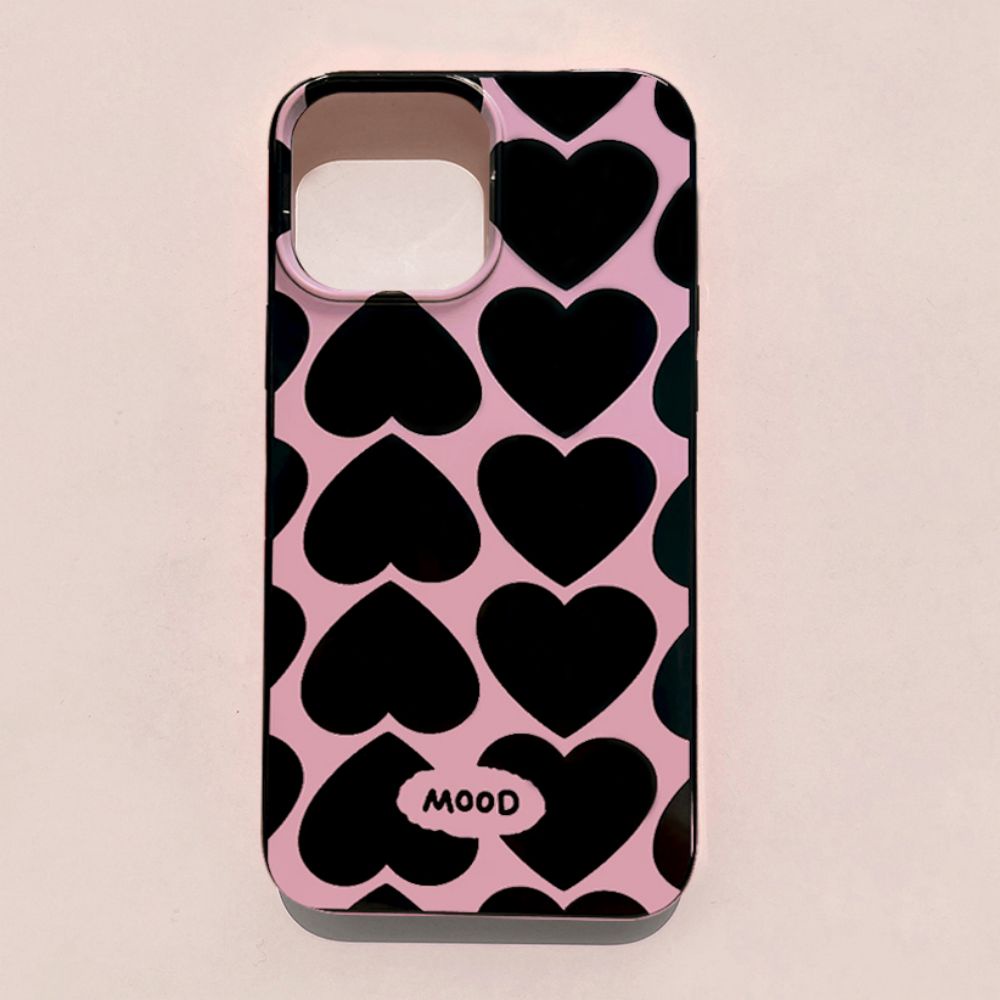 Ốp Điện Thoại TPU Mềm Siêu Mỏng Họa Tiết Trái Tim Màu Đen Cho IPhone 11 14 13 12 Pro Max XS XR 7 8 Plus