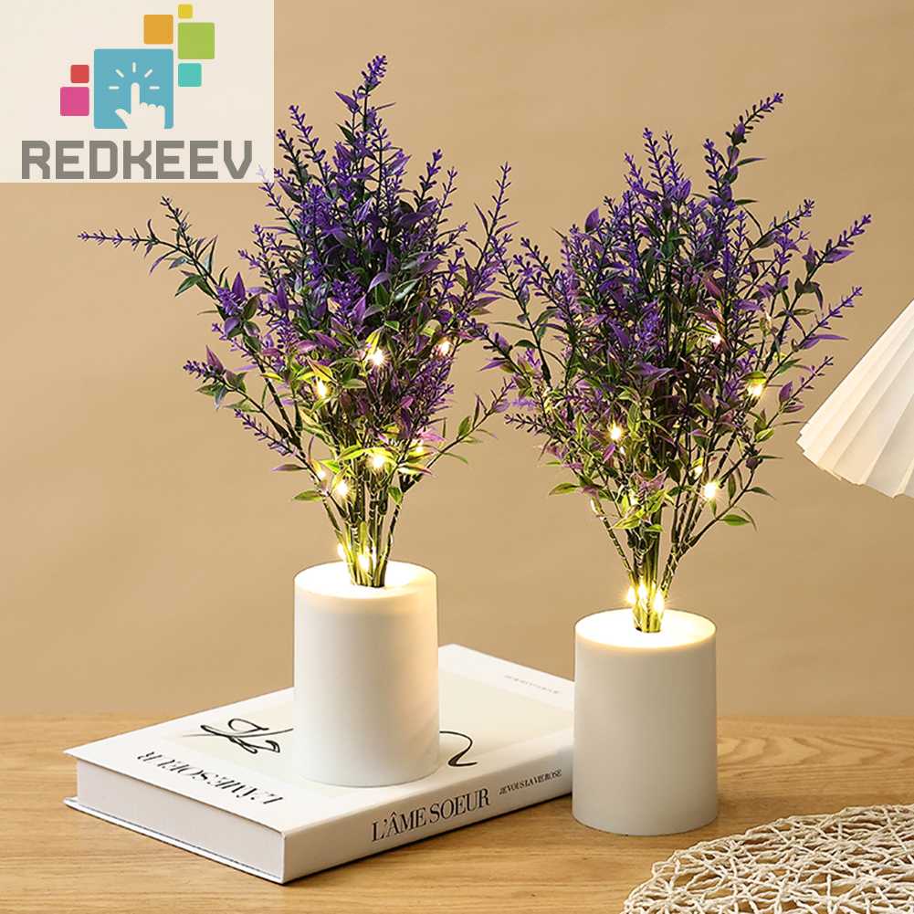 Chậu Hoa Giả Có Đèn Để Bàn Trang Trí Quán Cà Phê