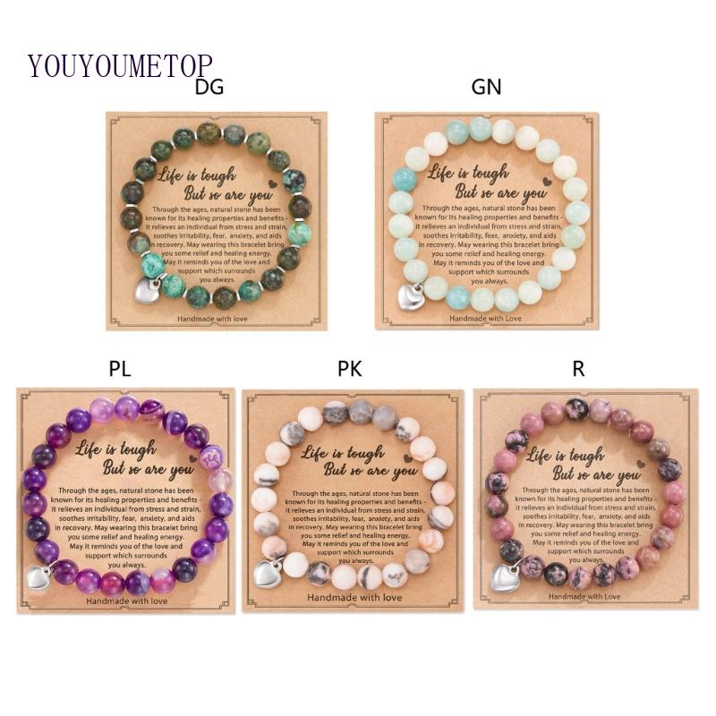 Vòng Tay Chuỗi Hạt Đá Mã Não Tự Nhiên Phong Cách Bohemia Đơn Giản Cho Nữ