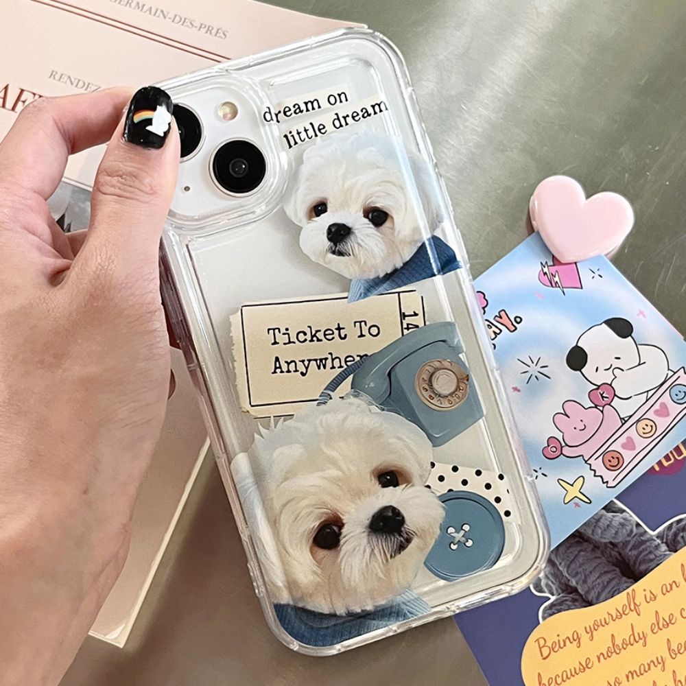 Ốp Điện Thoại TPU Mềm Chống Sốc In Hình Chú Cún Hoạt Hình Dễ Thương Cho IPhone 11 14 13 12 Pro Max