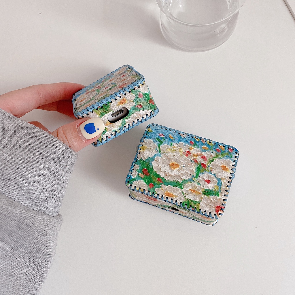 Vỏ Bảo Vệ Hộp Sạc Tai nghe không dây AirPods 1 / 2 / 3 Pro2 2022 Bằng Tpu Mềm Chống Sốc Họa Tiết Tranh Sơn Dầu