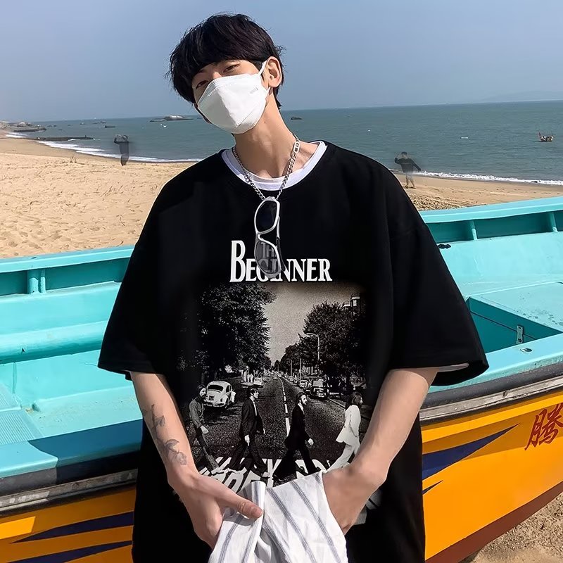 Áo thun Unisex tay lỡ size lớn hip-hop chất cotton dày dặn thoáng mát