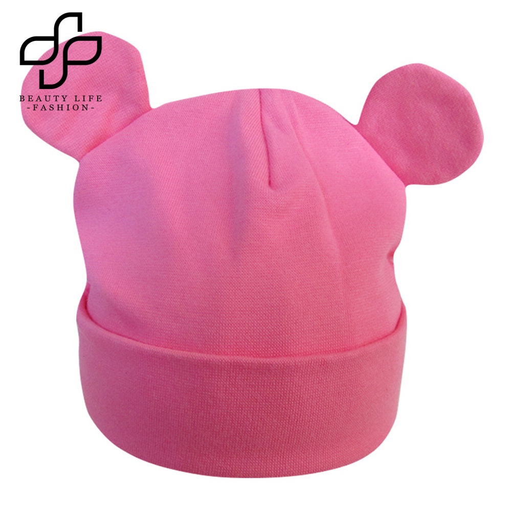 Mũ Beanie Cotton Mềm Mại Giữ Ấm Mùa Đông Thiết Kế Tai Nhỏ Dễ Thương Dành Cho Các Bé