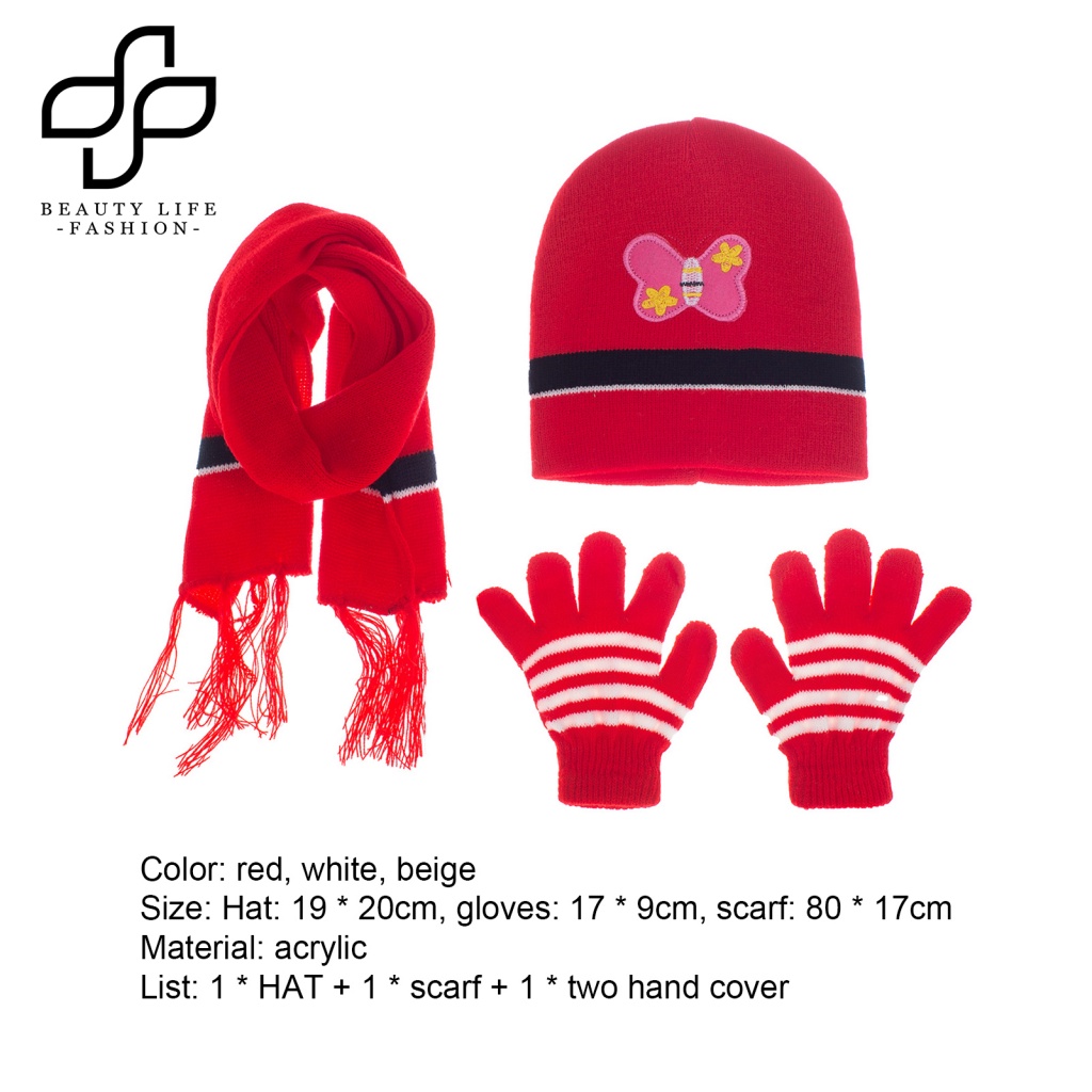 1 Bộ Khăn Choàng / Nón / Găng Tay / Nón Giữ Ấm Thêu Hoa / Xe Hơi Dễ Thương Thời Trang Cho Bé 0-3 Tuổi