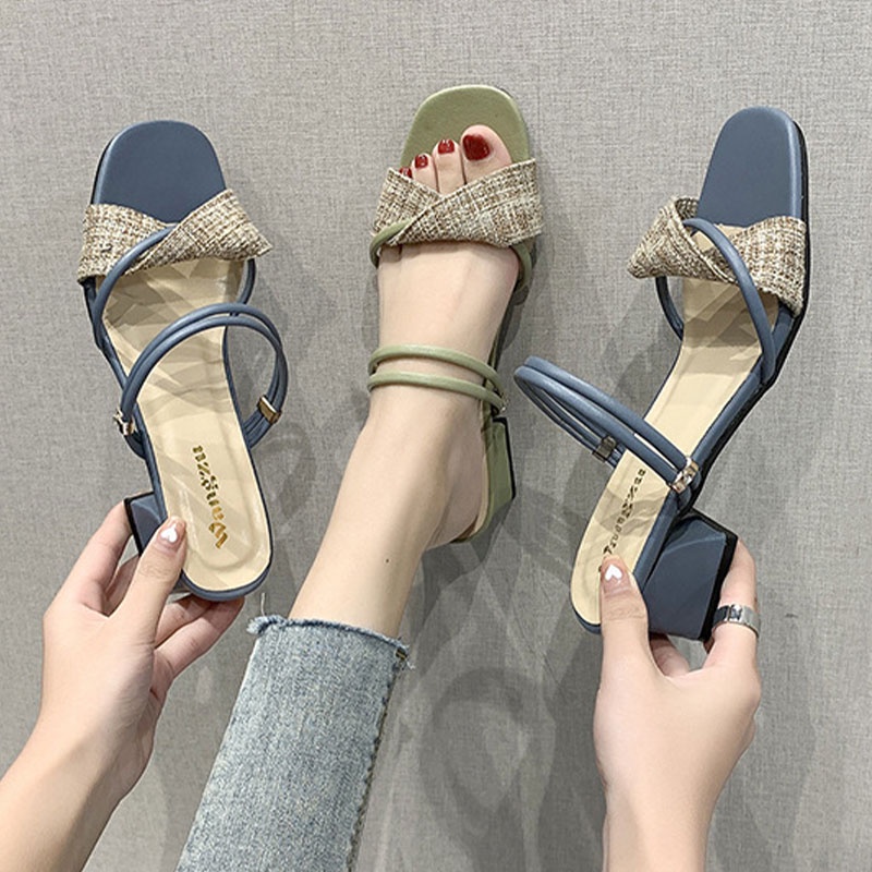 Xăng đan Cao Gót Hở Ngón Thoải Mái Màu Sắc Thanh Lịch Cho Nữ