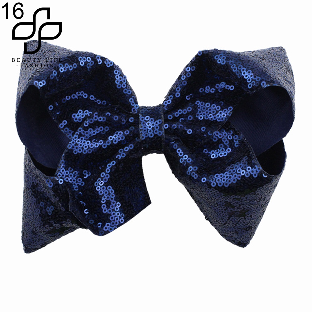 Kẹp Tóc Nơ Lớn Đính Kim Sa Lấp Lánh Thời Trang Cho Bé Gái