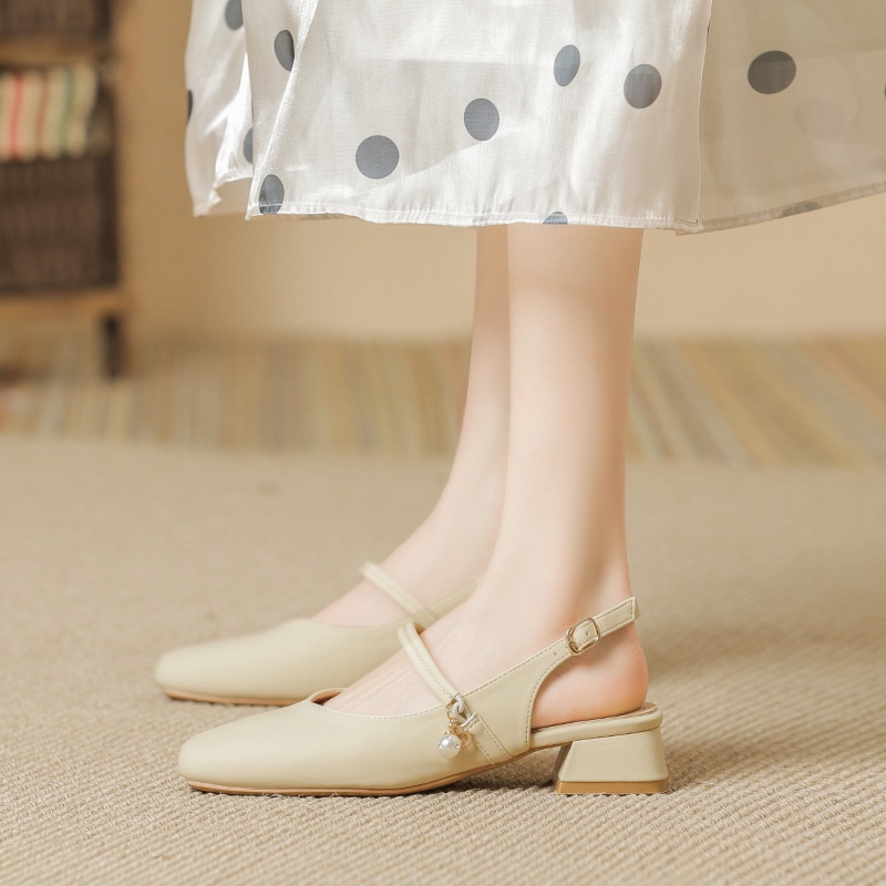 Giày Sandal Cao Gót Đế Dày Phong Cách Retro Anh Quốc