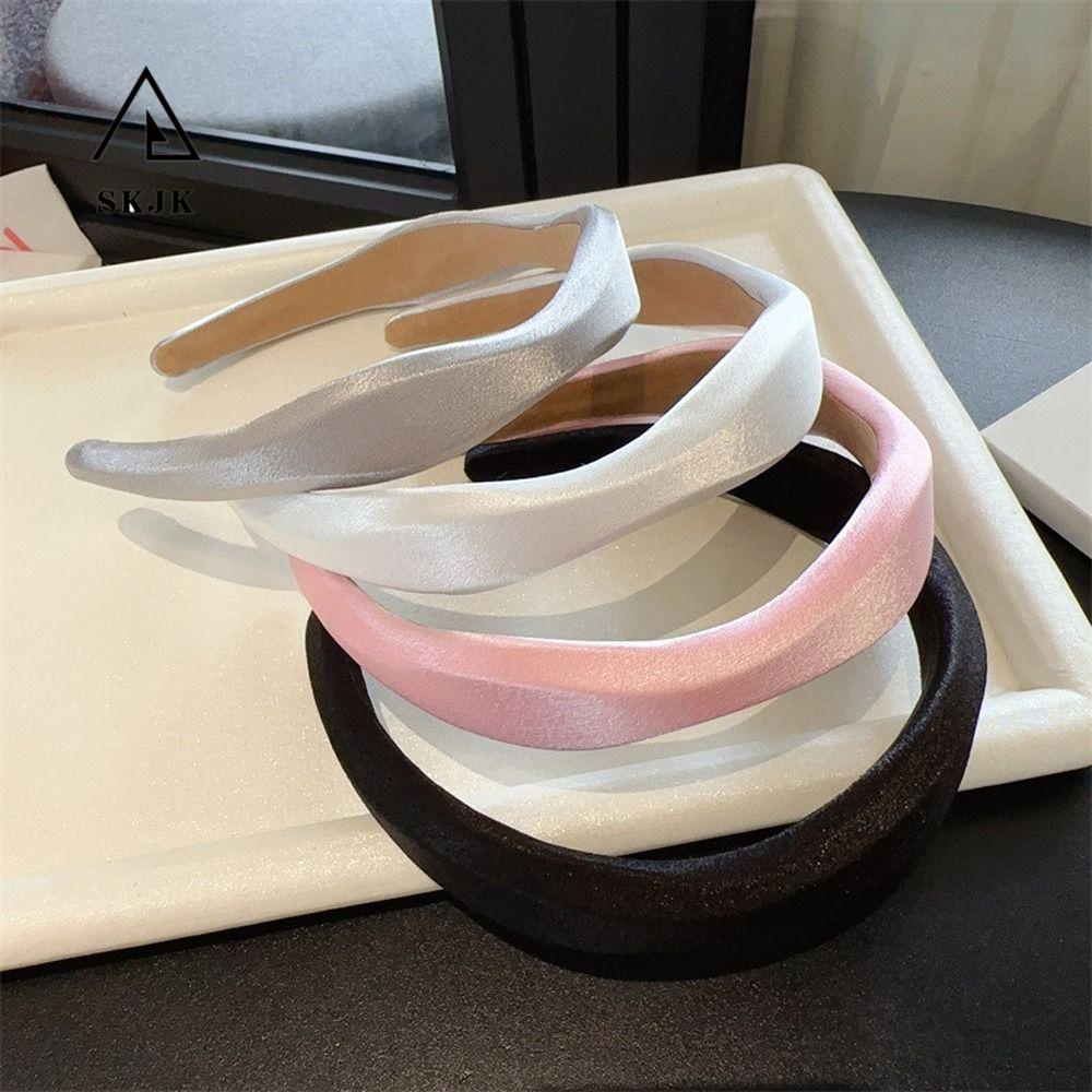Băng Đô Cài Tóc Bằng Lụa Satin Họa Tiết Hình Học Đơn Giản Phong Cách Pháp Thời Trang Chống Trượt Cho Nữ