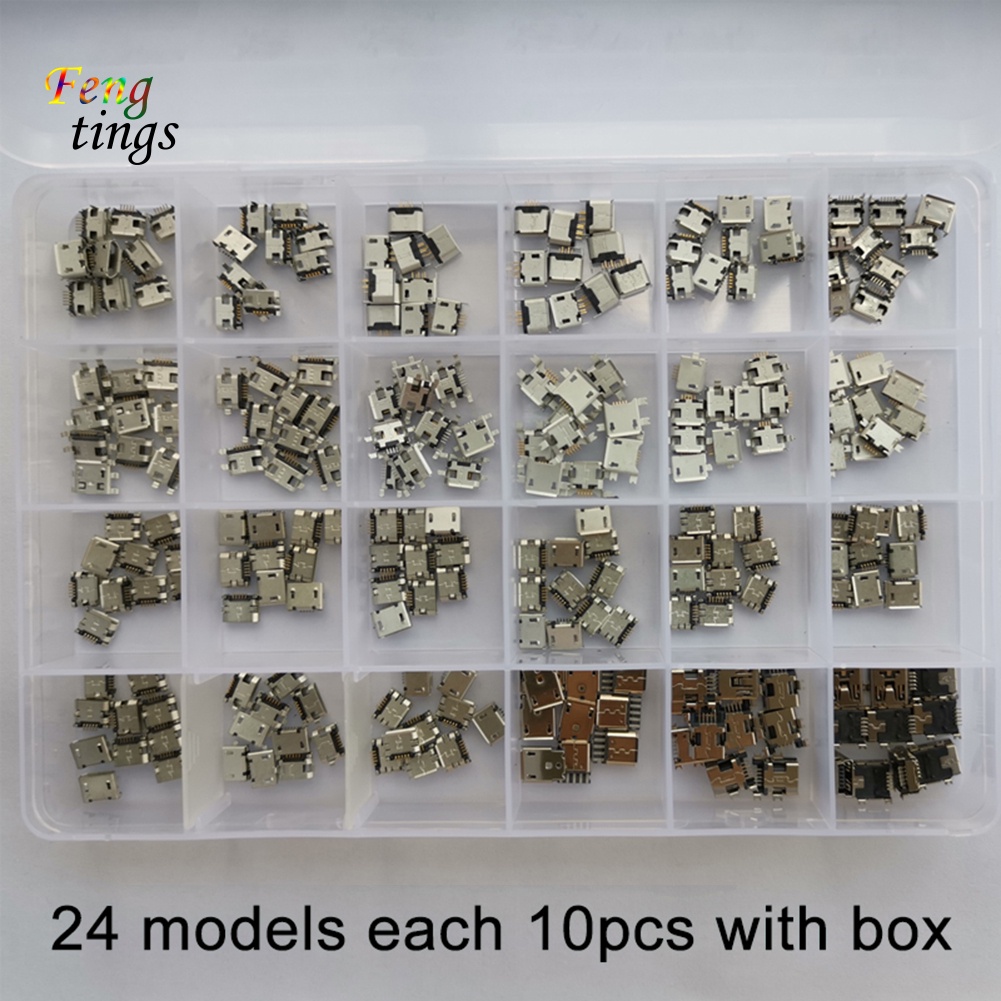 Set 240 Ổ Cắm Micro USB 24 Mẫu Cho MP3 / 4 / 5