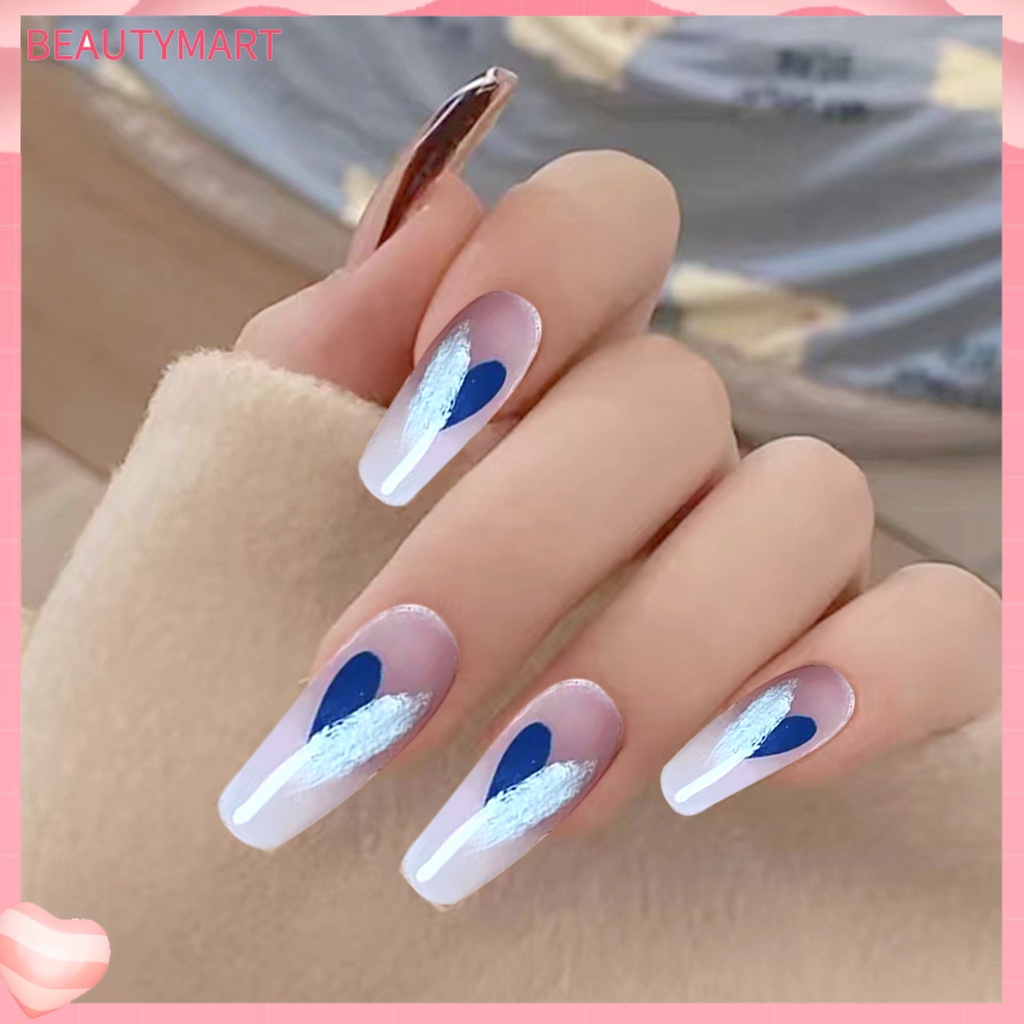 Miếng Dán Trang Trí Móng Tay Nghệ Thuật Tự Dính Họa Tiết Hoa Trái Tim Đôi 5D Màu Sắc Dành Cho Salon