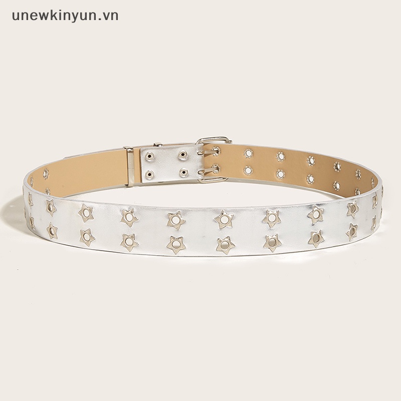 Thắt Lưng Da Pu Hai Hàng Nút Họa Tiết Ngôi Sao Thời Trang