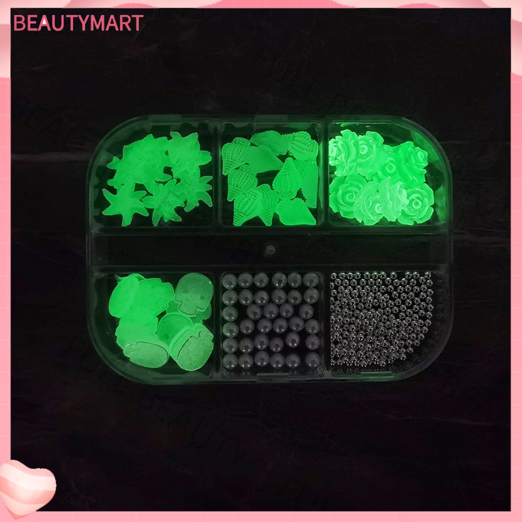 1 Hộp Phụ Kiện Trang Trí Móng Nghệ Thuật Tạo Hiệu Ứng 3D Phát Sáng Trong Bóng Tối DIY