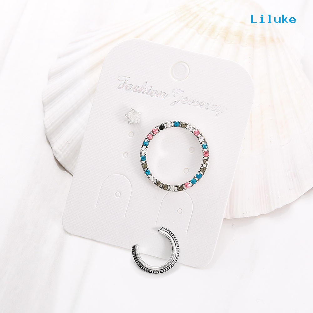 Bộ 3 Khuyên Vành Tai Đính Đá Thời Trang Nữ Tính