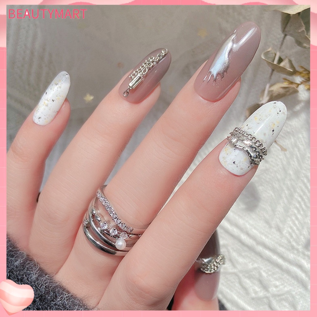 Dây Mắt Xích Màu Vàng / Bạc Lấp Lánh Chống Rơi Trang Trí Móng Tay DIY