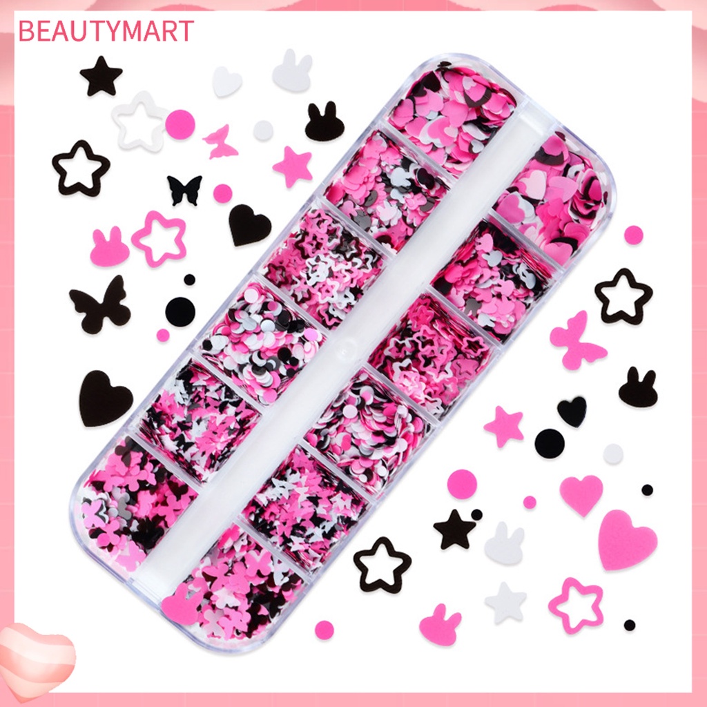 1 Hộp 1 Hộp Kim Tuyến Tròn / Bướm / Ngôi Sao / Trái Tim Trang Trí Móng Tay Nghệ Thuật