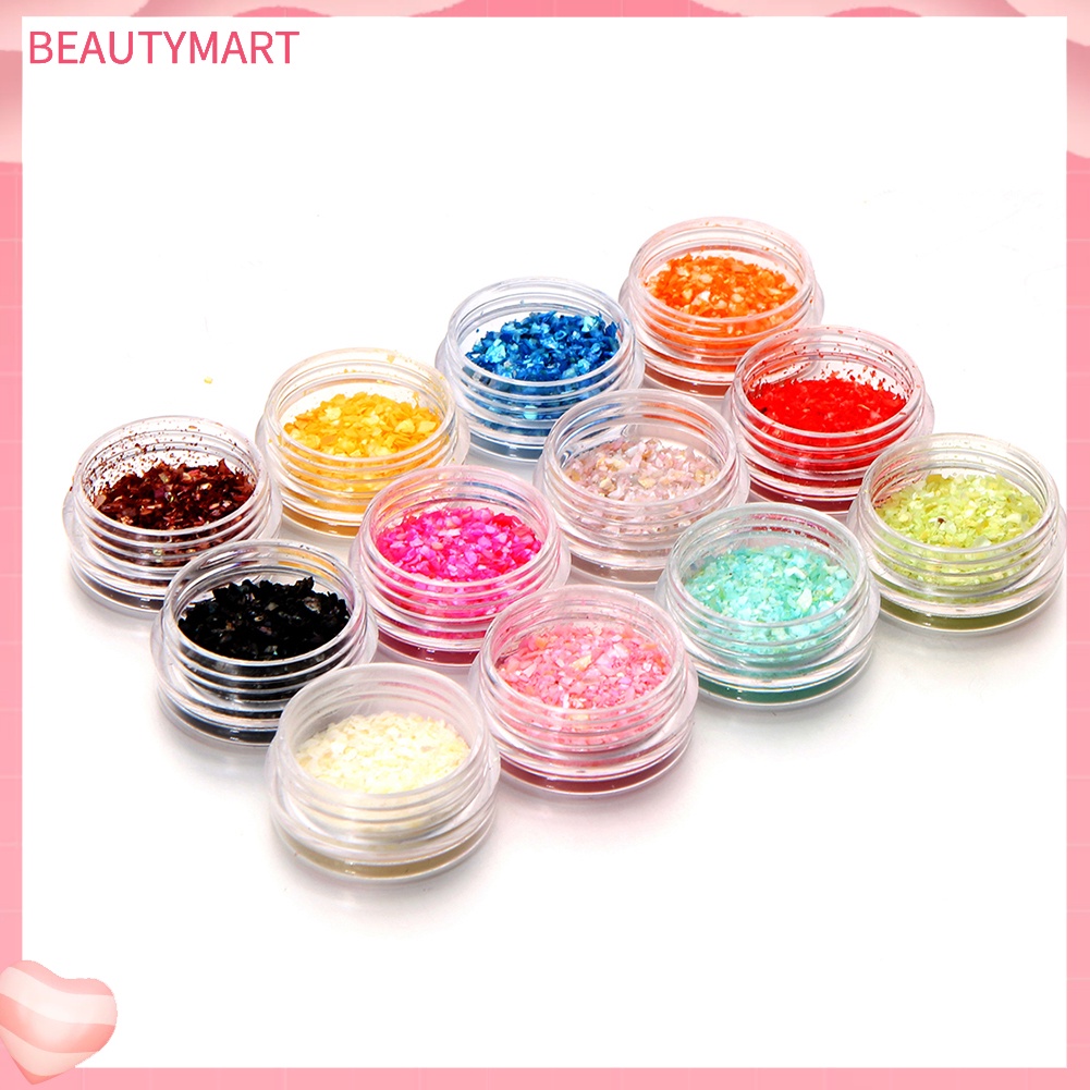 1 Bộ Vỏ Sò Lấp Lánh Trang Trí Móng Tay 12 Màu DIY