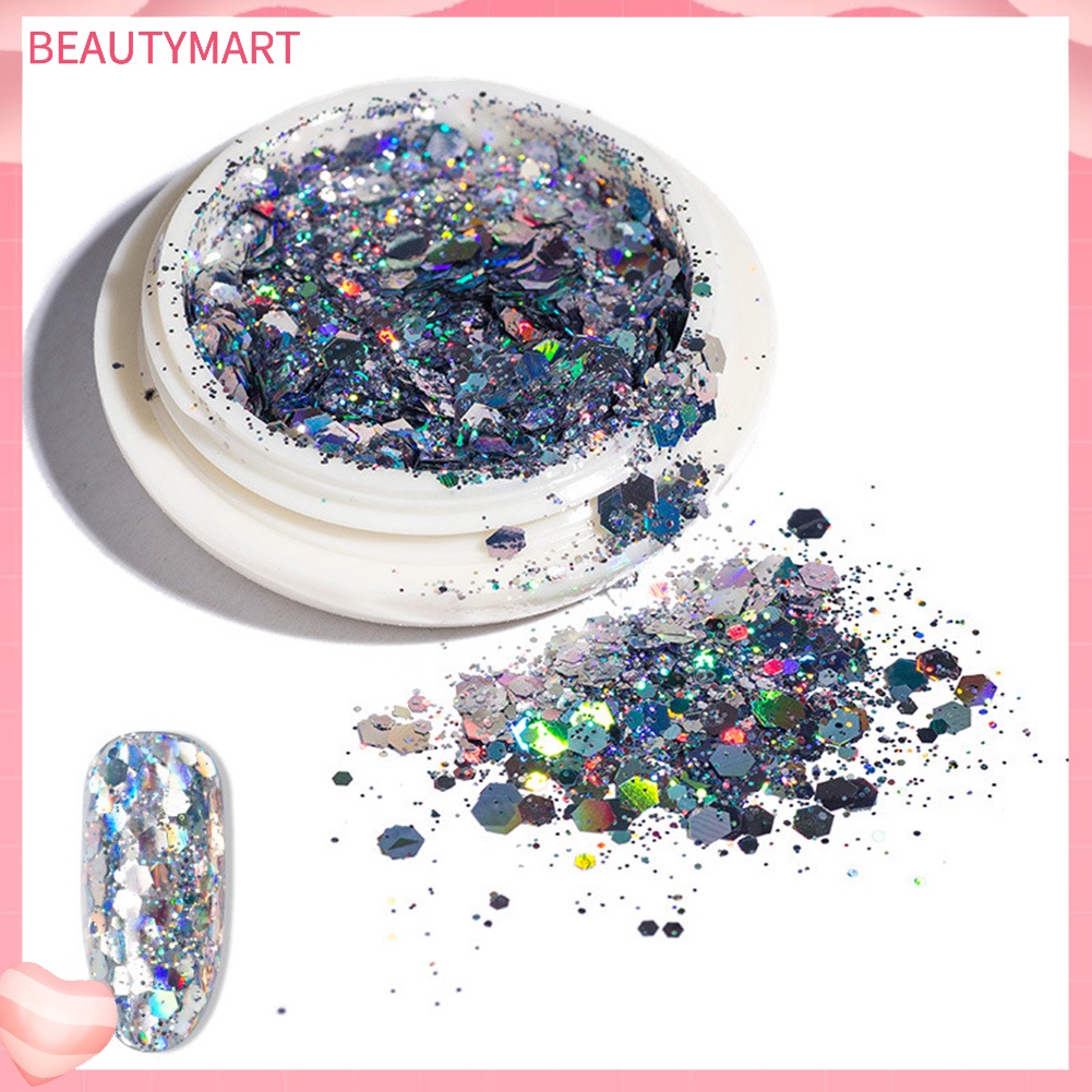 Hộp Kim Tuyến Lấp Lánh 3D Mỏng 12 Màu Trang Trí Móng Tay